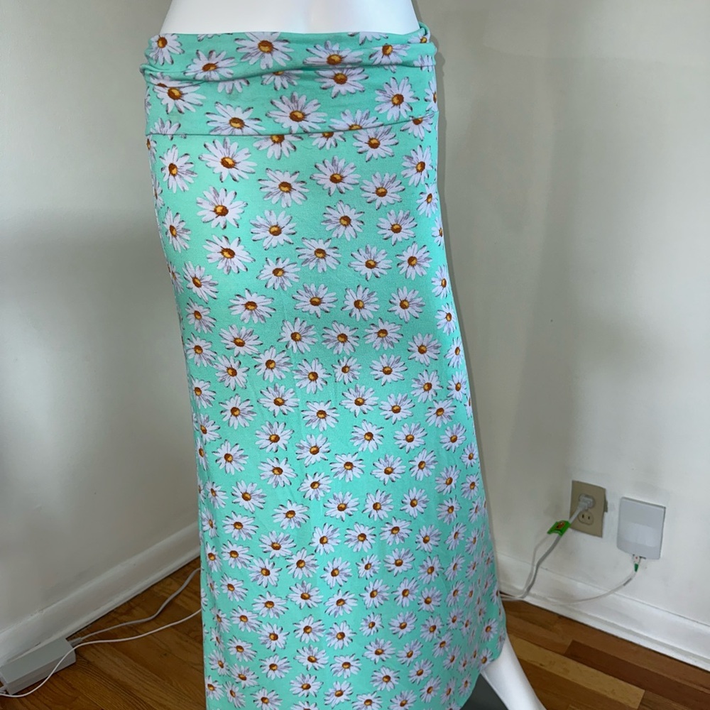 Floral Maxi Skirt in Mint Green